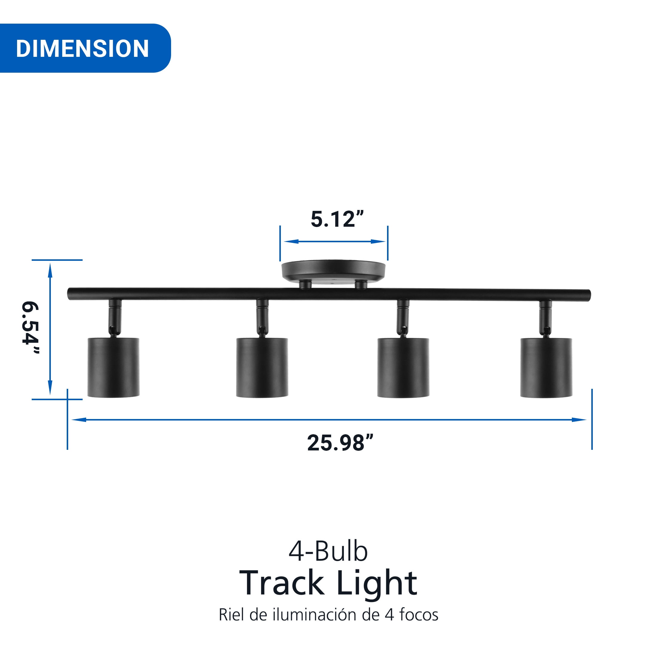 Mainstays 26" Contemporary 4-Light Black Round Back Linear Track Lighting Set