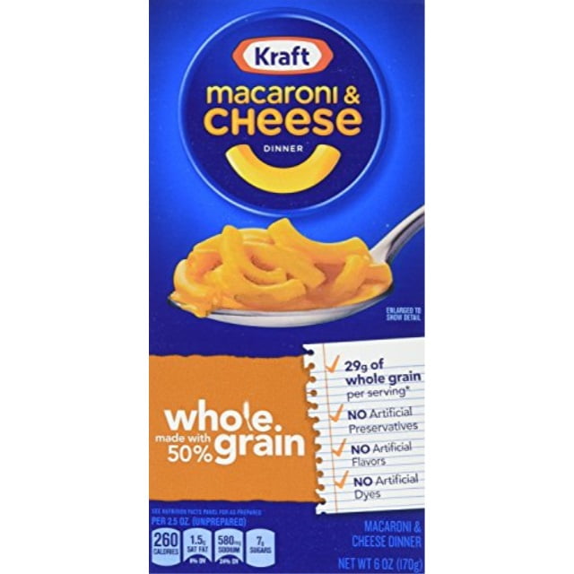kraft mac & cheese whole grain macaroni & cheese dinner, 6 ounce (pack
