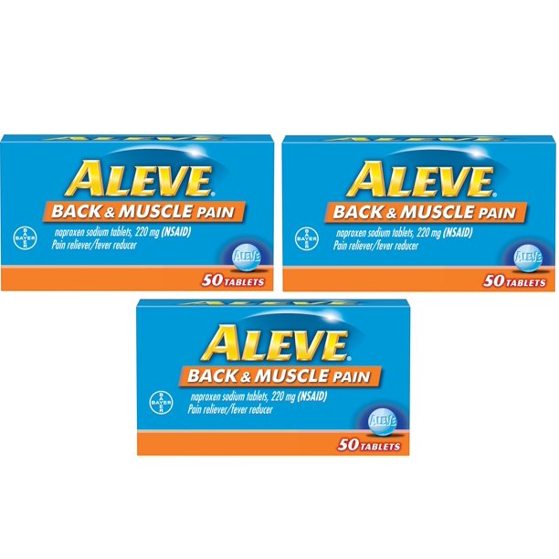 Bayer Aleve Back & Muscle Pain Pain / Fever Reducer 12h 220mg 50ct, 3