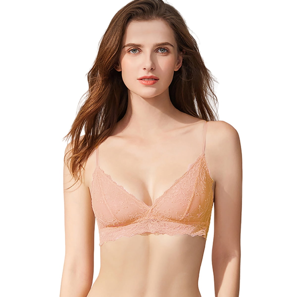 Varsbaby Wireless Lace Bra Sexy See Through Panties Underwear Lingerie Set for Women
