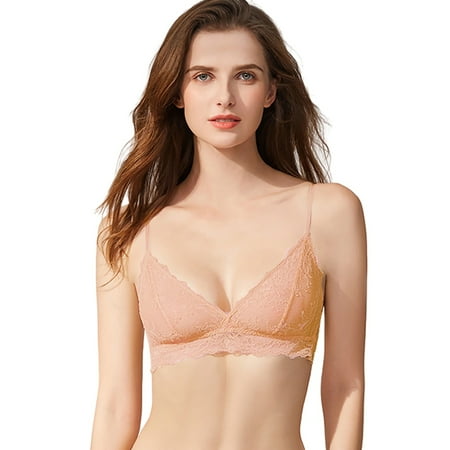 

Varsbaby Women’s Double Lace Wirefree Bras Thin Straps Bralette