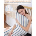 thumbnail image 5 of Navy Blue Striped Pillow Cases Cal King Size, Smooth Satin Pillowcase for Hair and Skin, Rustic Blue Stripe Modern Art Beige Decorative Cooling Bed Pillow Covers with Zipper, 20x40 Inches, 5 of 5