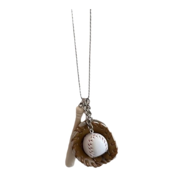 KLKCMS Ensemble de Baseball Pendentif Collier Mignon pour Femmes pour les Fêtes Rue Marron