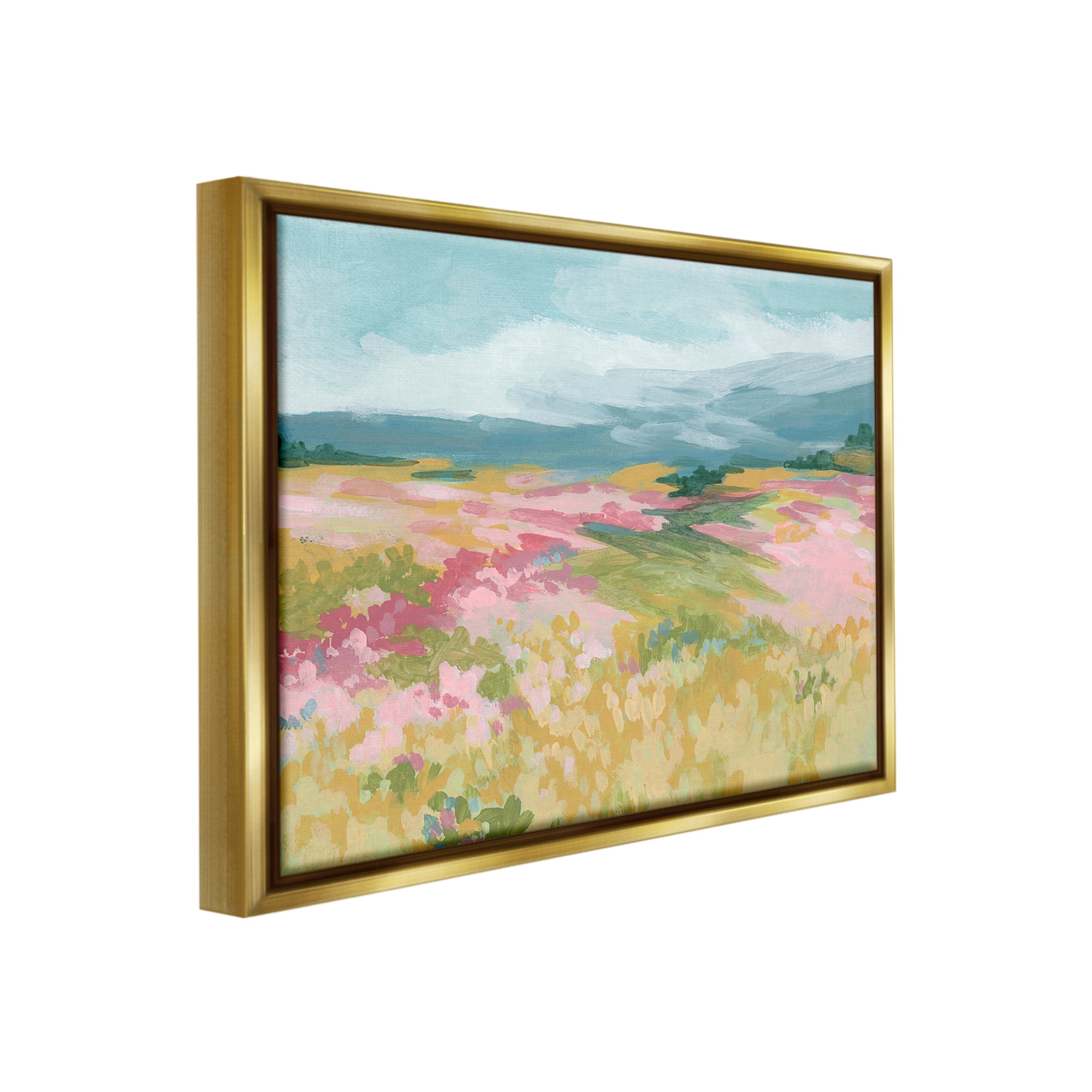 Stupell Industries Abstract Mountain Hills Landscape Painting Gold Floater Framed Canvas Art Print Wall Art, 21 x 17