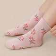 thumbnail image 6 of 5 Pairs Toddler Girl Kids Socks, Cute Flower Soft Cotton Crew Socks, 1~12Years, 6 of 7