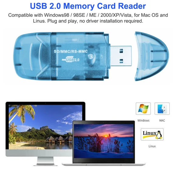 Portable Sd Mmc Rs-Mmc Card Memory Card Reader To Usb 2.0 Adapter High Speed