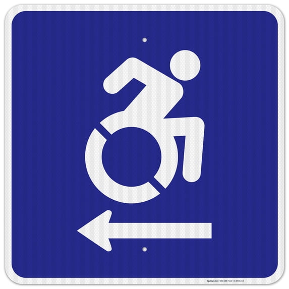 New York Handicap Parking Sign, Handicapped Symbol with Left Arrow, 24x24 Reflective Aluminum EGP