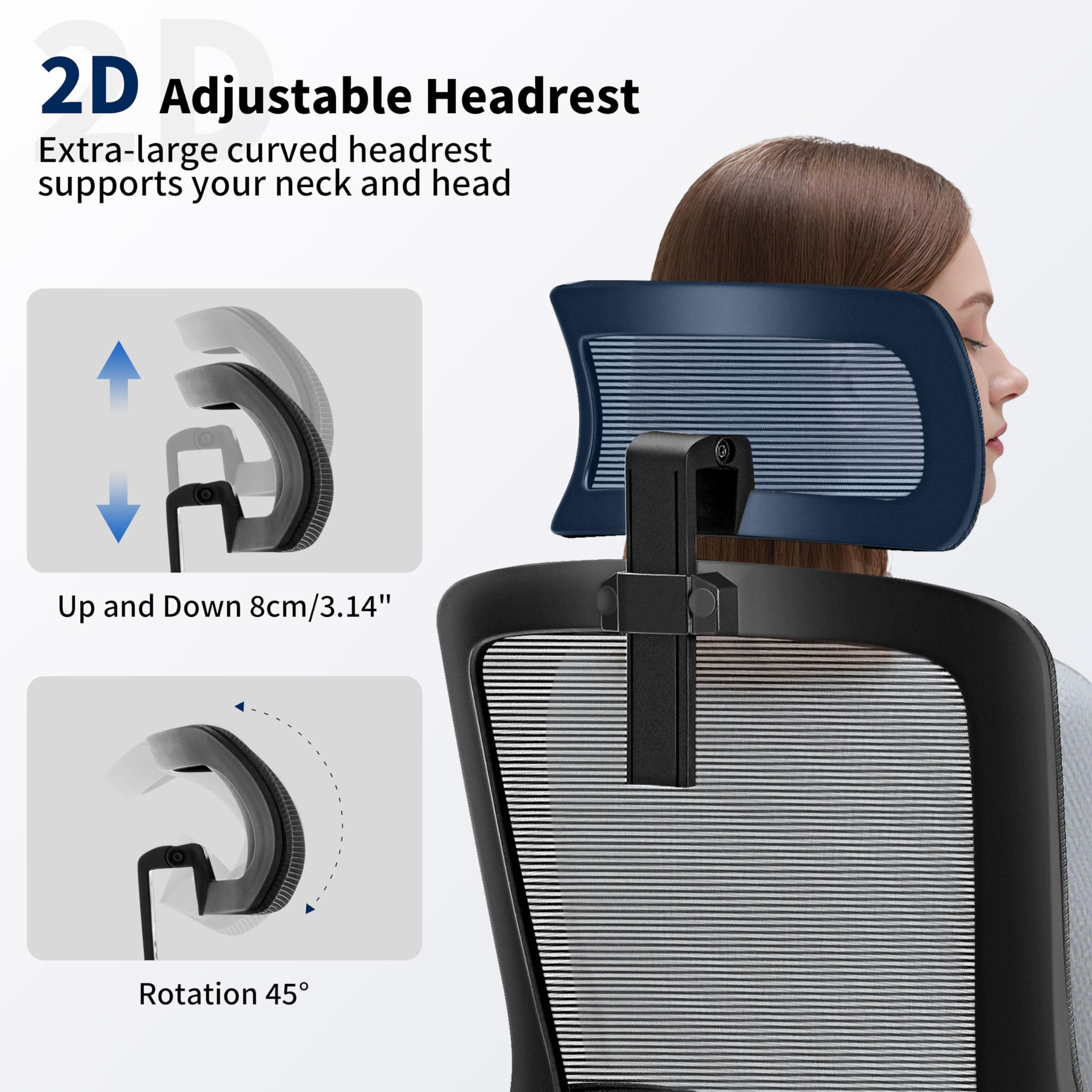 Nexthro Office Chair,Ergonomic Desk Chair with Adjustable Lumbar Support,400 Lbs Mesh Computer Chair High Back with Headrest for Home Office (Black)