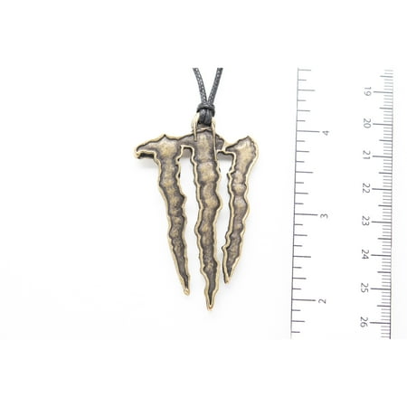 Orti Jewelry Monster Scratch Uni Necklace With Black Cord Com - Monster Energy Gold Pendant Orti Jewelry Monster Scratch Uni Necklace With Black Cord Com - Monster Energy Gold Pendant