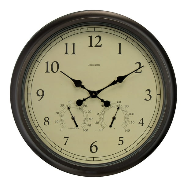 AcuRite 24inch Weathered Wall Clock with Thermometer and Hygrometer