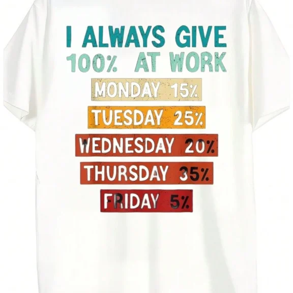 Funny Labor Day I Always Give 100 Percent At Work, Sarcastic T-Shirt