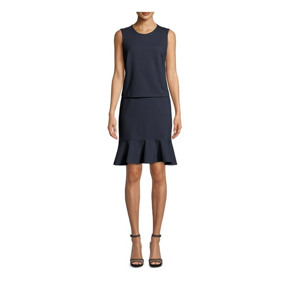 NICOLE MILLER Womens Navy Sleeveless Above The Knee Dress Petites Size: P