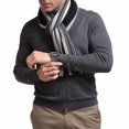thumbnail image 4 of Tassel Woolen Yarn Thick Men Scarf Winter Striped Contrast Color Warm Knitting Scarf Costume Accessories, 4 of 10