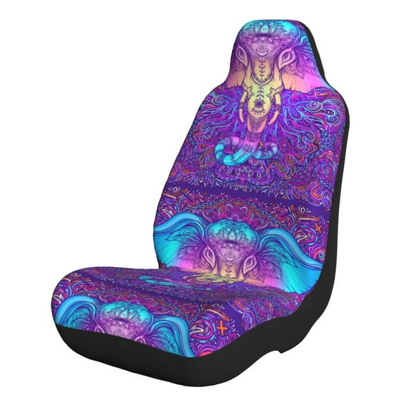 Naloa Elephant in Tribal Style Car Seat Covers 2PCs Front Car Seat Covers Universal fit for Most Cars SUVs and Trucks - 1