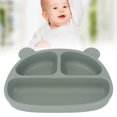 thumbnail image 1 of Toddler Soft Silicone Plate With Stable Fixation, 3 Partition Design, Cartoon Bear Shaped Suction Plate For Multiple Applicable Place, 1 of 8
