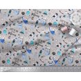 thumbnail image 3 of Soimoi Crepe Silk Fabric Planet,Rocket & Astronaut Animals Cartoon Print Fabric by Yard 42 Inch Wide, 3 of 3