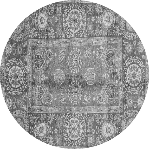 Ahgly Company Indoor Round Oriental Gray Traditional Area Rugs, 7' Round
