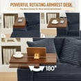 thumbnail image 3 of Muumblus Oversized Living Room Chair with Ottoman, Bluetooth Speaker, Rotating Table Board & USB, Cozy Indoor Lounge Reading Armchair, Gray Corduroy, 3 of 8