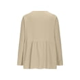 thumbnail image 5 of Women V Neck Long Sleeve Button Down Shirt Loose Casual Top,Beige,L, 5 of 5