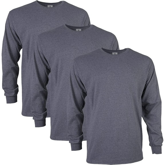 Gildan Men's Ultra Cotton Long Sleeve T-Shirt, Style G2400, Multipack, Dark Heather 3-Pack, Large