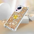 thumbnail image 4 of Glitter Clear Sparkly Bling Case for Xiaomi 13 Lite, Flowing Liquid Quicksand Cover with Diamond Ring Holder Case for Xiaomi 13 Lite  Gold, 4 of 7