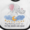 thumbnail image 4 of Inktastic My Mommy Loves Me to the Moon and Back Elephant Family Boys or Girls Baby Bib, 4 of 4
