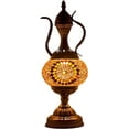 thumbnail image 4 of SILVERFEVER Mosaic Turkish Teapot Lamp Moroccan Glass for Table Desk Bedside Bronze Base Bundle with E12 Light Bulb Ember Sunflower, 4 of 7