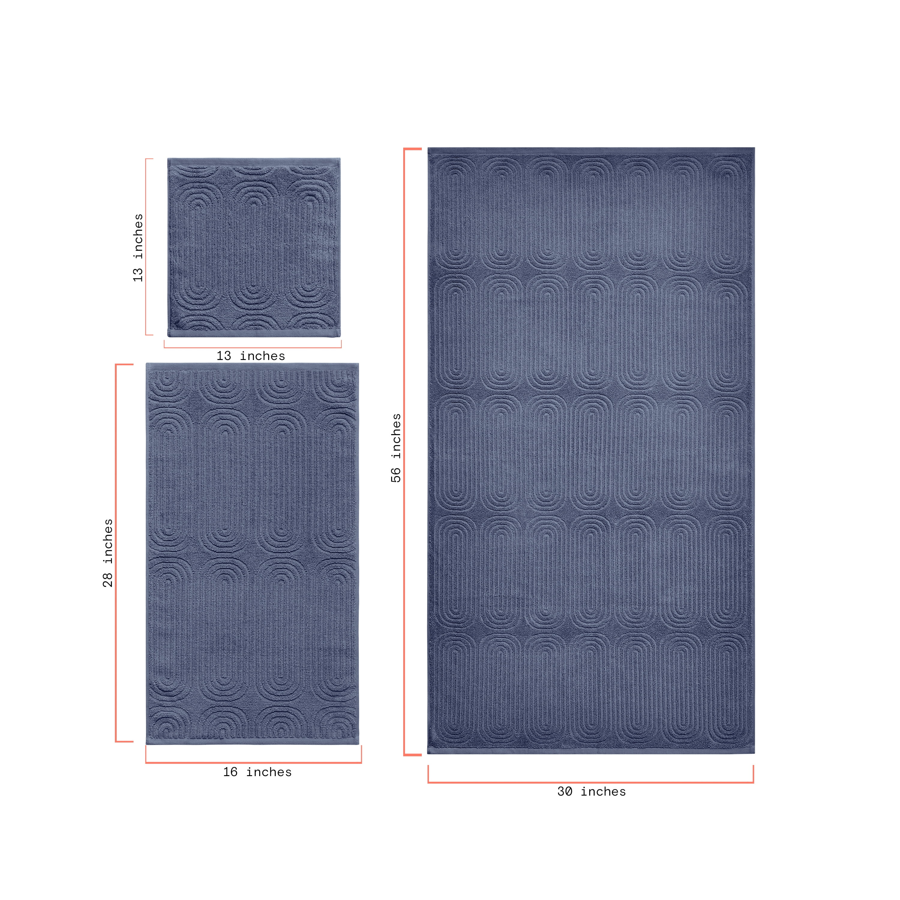 Beautiful by Drew Barrymore Textured Washcloth, Soft 100% Cotton, Smokey Blue