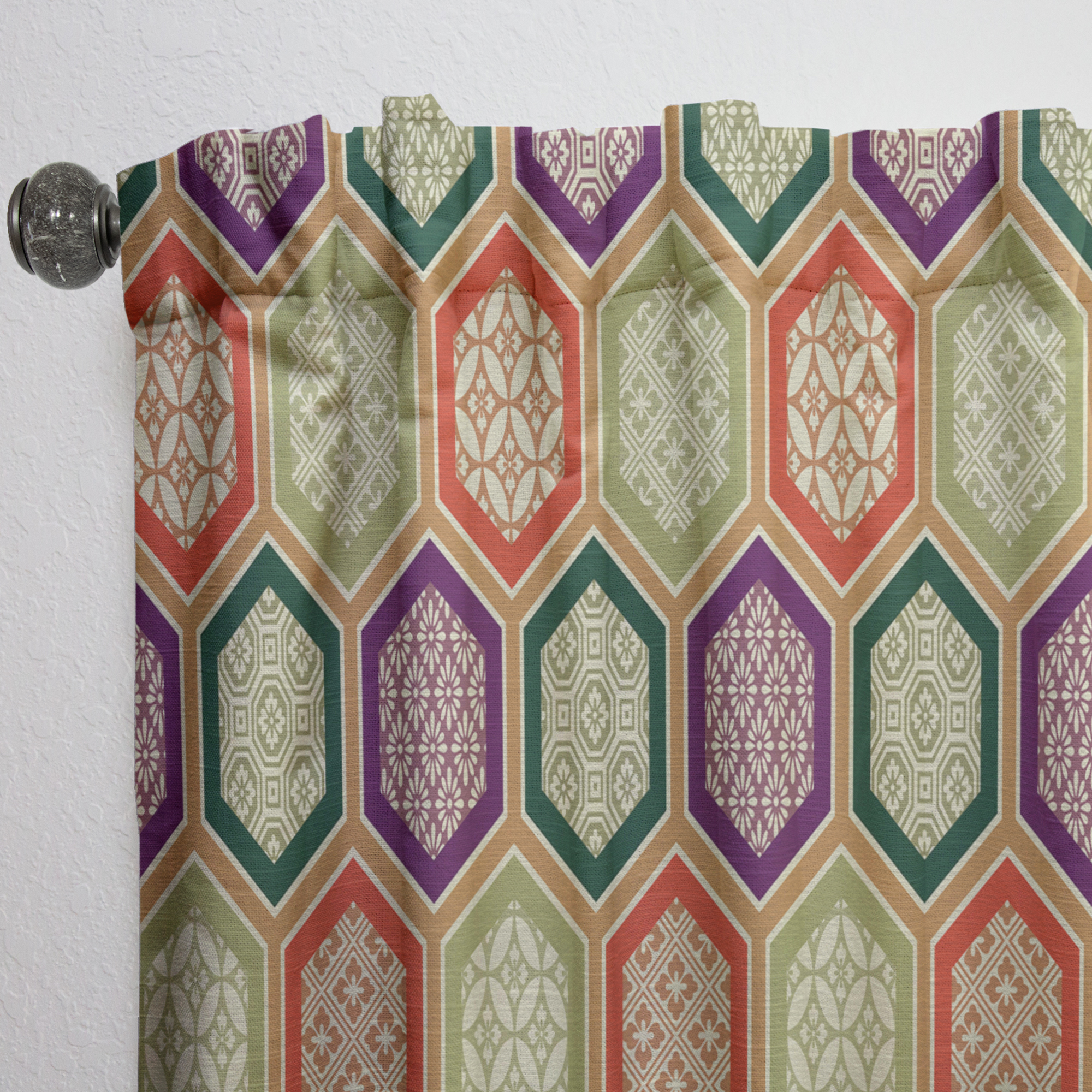 Designart 'Colorful Honeycomb Pattern III' Modern & Contemporary Curtain Panel