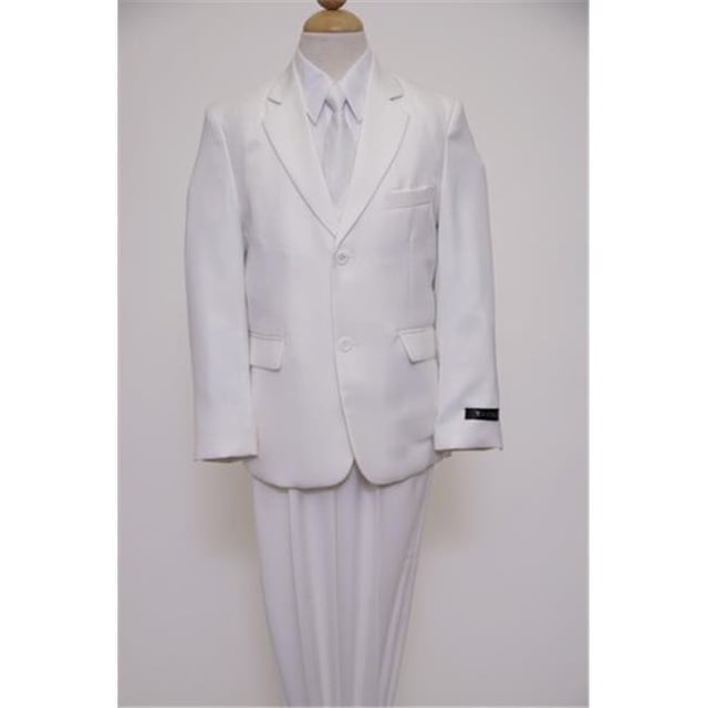 2 Button Front Closure Interior Pick Stitching Boys Suits White - 20