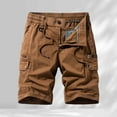 thumbnail image 2 of Shorts de Course pour Hommes Taille Élastique Jambe Droite Extérieur Décontracté Bermuda Cargo Café 32, 2 of 4