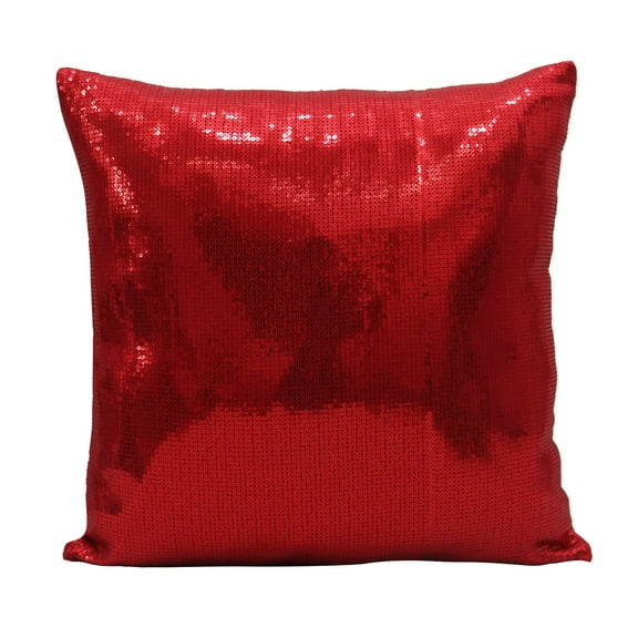 Yuga Decorative Shiny Red Sequin Pillow Cover Throw Pillow Metallic Cushion Case 12 X 12 Inches