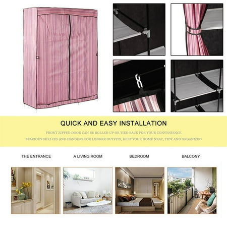 Pink 68 70 Portable Garment Closet Large Wardrobe Garment Hanger