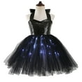 thumbnail image 5 of Odeerbi Kids Girls Halloween Tulle Skirt Set LED Light Up Dress Up Clothes Kids Cute Light Role Play Dress with Cat Ear Set Fashion Party Princess Dress Headband Set Black, 5 of 9