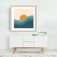 thumbnail image 2 of Retro style abstract sunset landscape - Illustration Abstract Minimalist Ocean Sunset Waves Coastal Geometric Oak Framed Wall Art Print 8 x 8 inches, 2 of 4