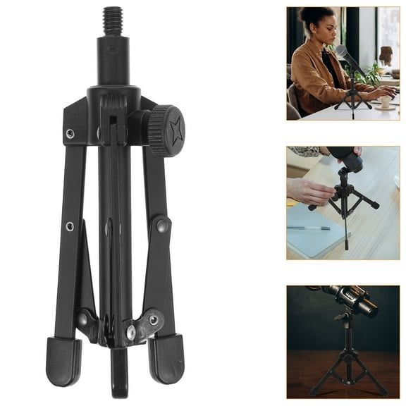 NIYANGLE Mic Tripod Holder Metal Black for Microphone Portable 1Set