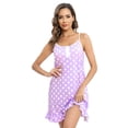 thumbnail image 2 of Women's Nightgown Spaghetti Strap Ruffles Hem Sleepwear Scoop Neck Loose Nightwear Soft Sleeping Dress,Women's Slip Night Dress,S-2XL,Purple, 2 of 7
