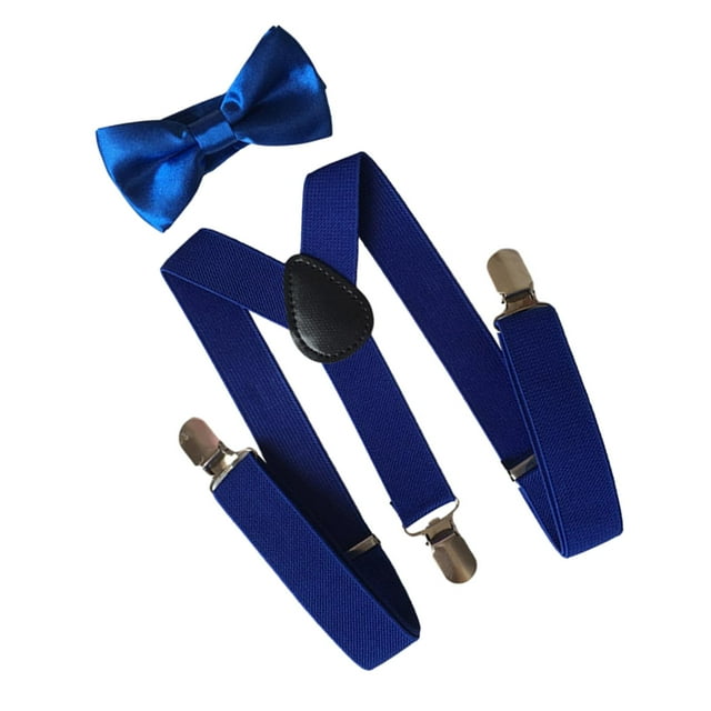 Tirantes con pajarita para hombre, conjunto ajustable Y tirantes para espalda, pantalones cómodos, tirantes para Cosplay, ropa Formal, pantalones de Azul