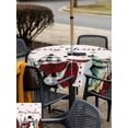 thumbnail image 4 of Outdoor Tablecloth with Umbrella Hole and Zipper, Beige Christmas Snowman Square Table Cloth 54x54 Inch Waterproof Tablecloth, Xmas Trees Winter Snowflake Picnic Table Cover for Patio Camping, 4 of 7