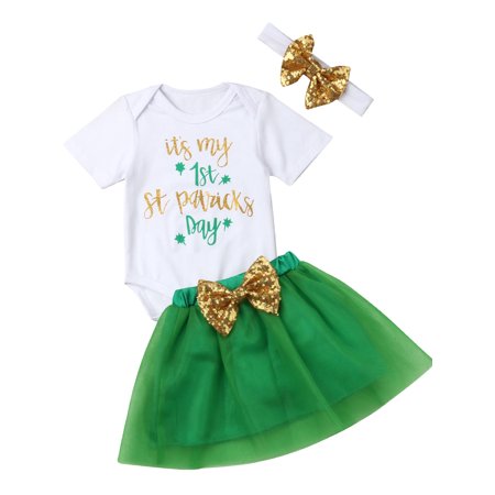 

MERSARIPHY Baby Girls Romper Set Letter Printed Short Sleeve Tops Bow Decoration Tulle Skirt Headband Summer