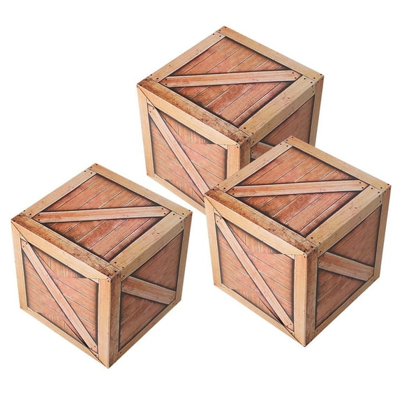 Worgeous 3pcs Western Party Decorations Boxes Simulation Wooden Box Centerpiece Western Theme Party Supplies Farmhouse Decorations