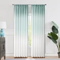 thumbnail image 2 of Uptown Home Ombre Window Curtain Panel Linen Gradient Print on Rayon Blend Fabric Backtab Rod Pocket Drapery Treatments for Living Room Bedroom, Cream White to Aqua Blue, 50"x84"x2, 2 of 6