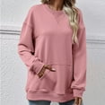 thumbnail image 3 of pstuiky Oversized Sweatshirt for Women, Women Print Round Neck Long Sleeve Sweatshirt Regular Fit Comfy Oversized Outwear Jackets Women Jacket for Women Pink L, 3 of 5