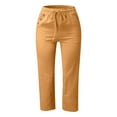 thumbnail image 4 of FINALGANG Women's Casual Trousers Solid Color Elastic Waisted Drawstring Relaxed Fit Capris Pants With Pockets For Daily Outdoor Activities Trendy Pants, 4 of 4