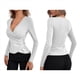 thumbnail image 2 of Camiseta de Larga Ajustada con Escote en V Profundo y Fruncido para Mujer XL, 2 of 5