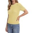 thumbnail image 4 of Sundazz Womens Short Sleeve Tops Lightweight Cable Knit Summer Sweater Dressy Casual Shirts, XS-XL, 4 of 7