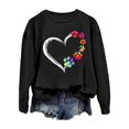 thumbnail image 4 of Luwomo Womens Dog Mom Sweatshirts Heart Dog Paw Print Colorblock Long Sleeve Crewneck Casual Cute Sweatshirt,A-Black,L, 4 of 5