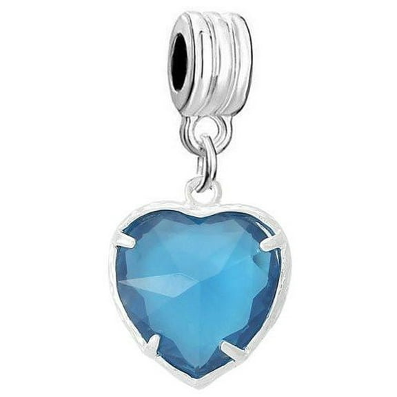 December Blue Cubic zirconia Birthstone Charms Fits European Snake Chain Charm Bracelet