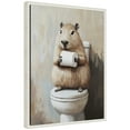thumbnail image 4 of Kate and Laurel Capybara Angled Holding Toilet Paper Roll Toilet Bathroom Art Framed Canvas Wall Art by The Creative Bunch Studio 18 x 24 Sylvie Beaded White, Whimsical, Animals, Bathroom, Humor Art, 4 of 8