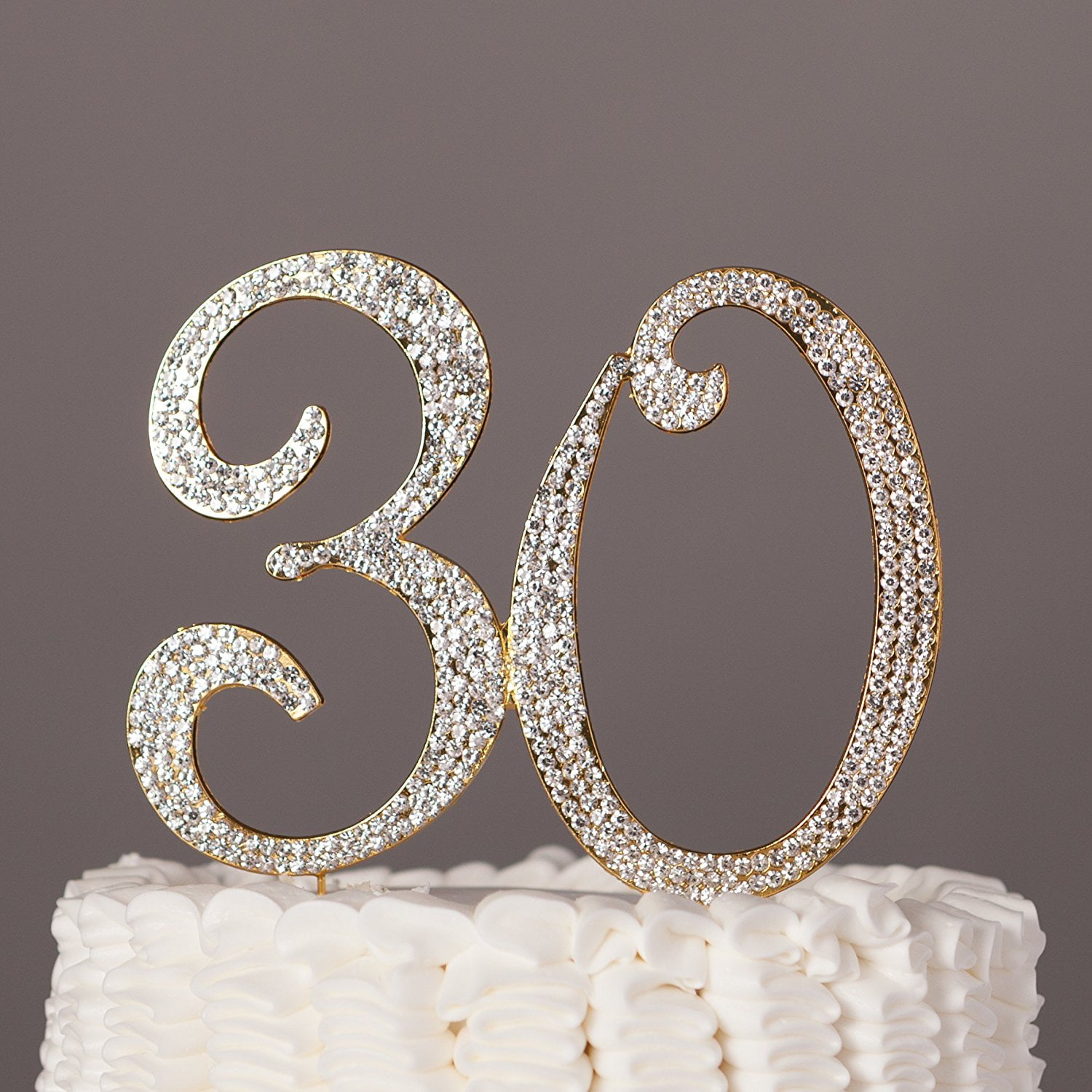 30 Cake Topper For 30th Birthday Or Anniversary Gold Party